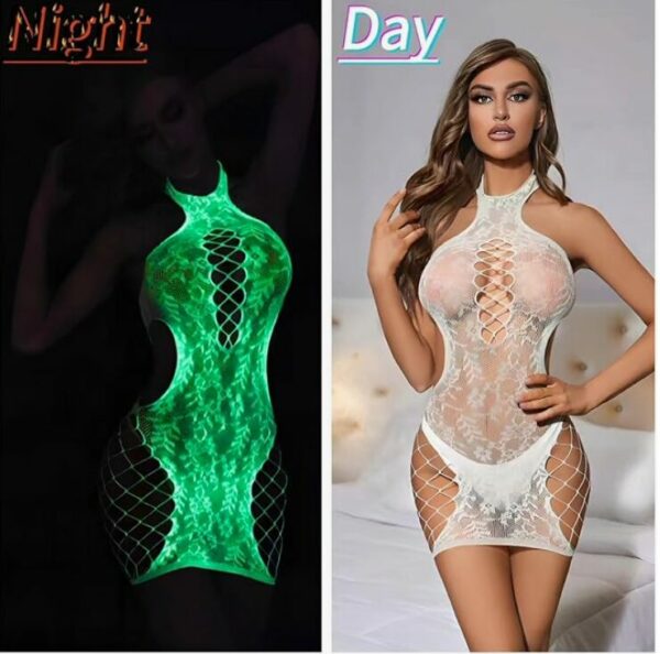 Glow in the Dark Sexy Fishnet Stockings, Bodysuit Leggings for Womens